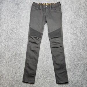 Rock Revival Sheryl Jeans Womens 26 Black Dark Wash Low Rise Skinny Moto Denim